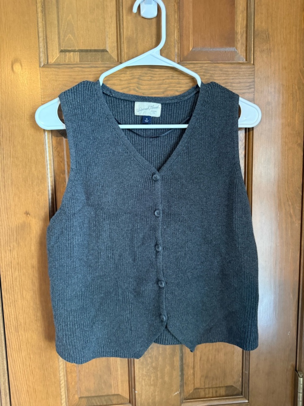 Universal Thread Charcoal Gray Button-Front Knit Vest